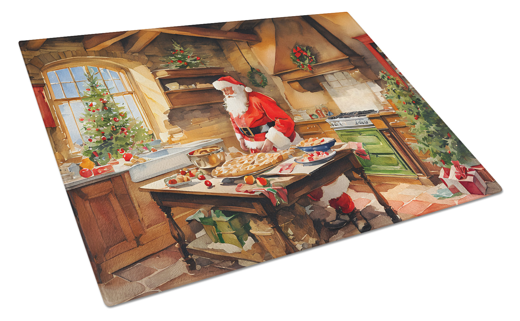 Cookies with Santa Claus Father Christmas Glass Cutting Board