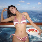 2023 Fashion Triangle Tie Bikini with Gold Accent