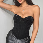 Sequin Bustier Top with Boning