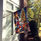 Cavalier Spaniel and Santa Claus House Flag