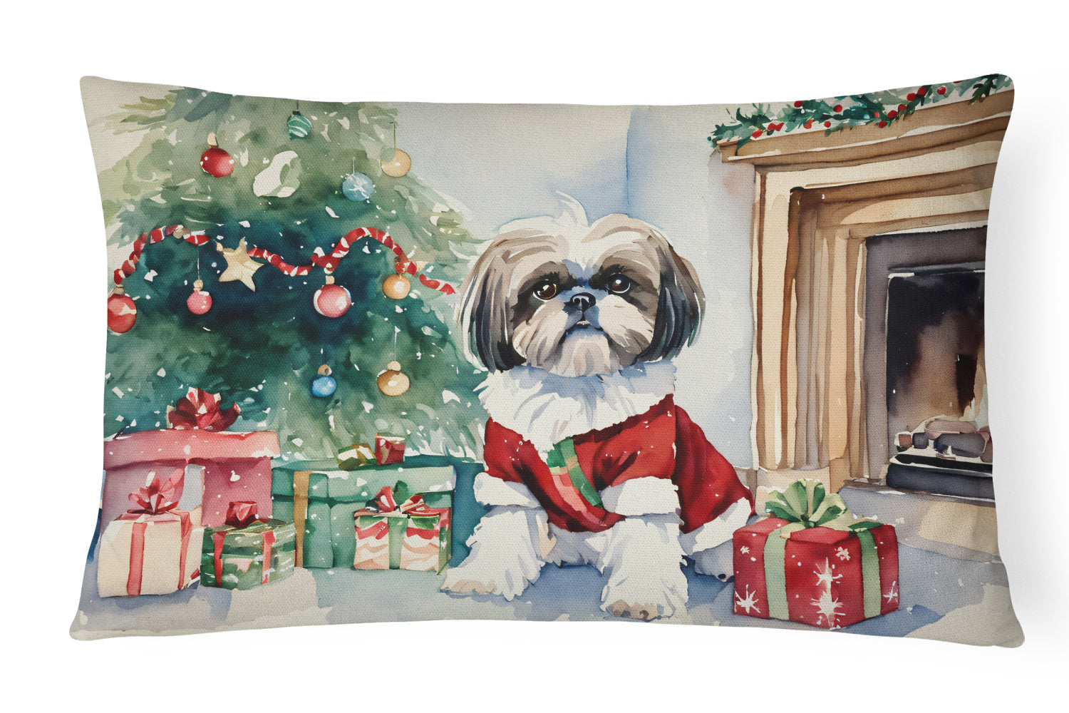 Shih Tzu Cozy Christmas Throw Pillow