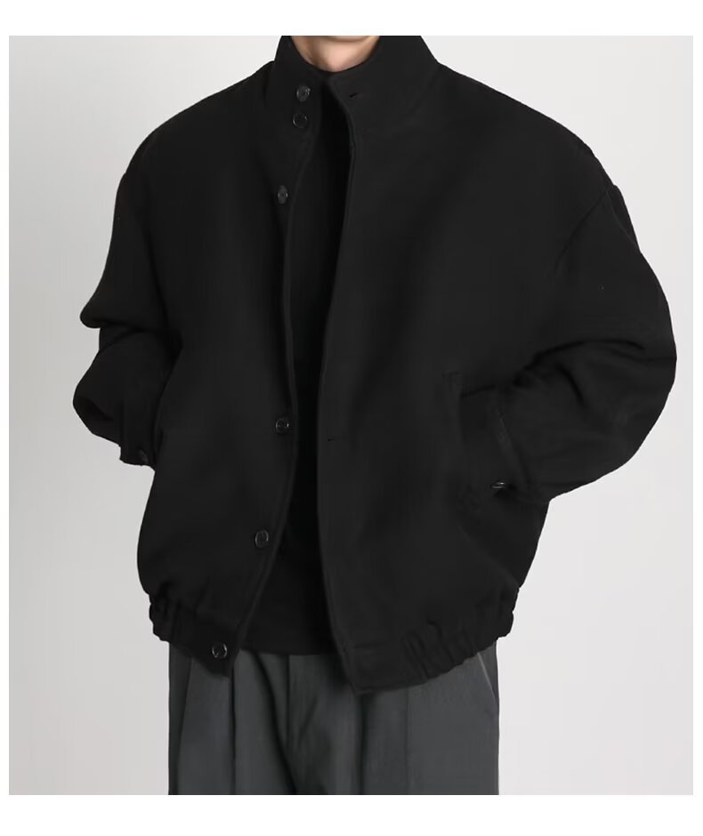Men's Business Shirt Stand Collar Jacket Woolen Coat