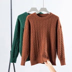 Vintage Twist Round Neck Thick Sweater