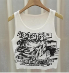 Cartoon Cat Printed V-neck Camisole Summer Top