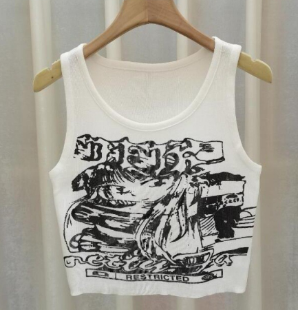 Cartoon Cat Printed V-neck Camisole Summer Top