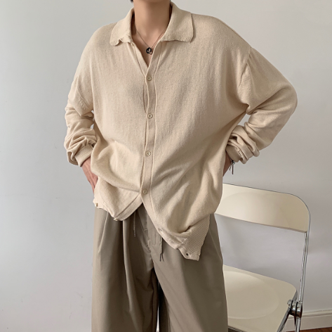 Men's Loose Lapel Single Breasted Cardigan Sweater