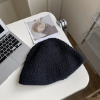 Warm Loose Wool Knitted Bucket Hat | Embroidered Cap