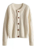 Thick 100% Pure Wool Women's Cardigan Sweater
