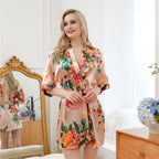 Summer Women's Nightgown with Hand-painted Peony Robe