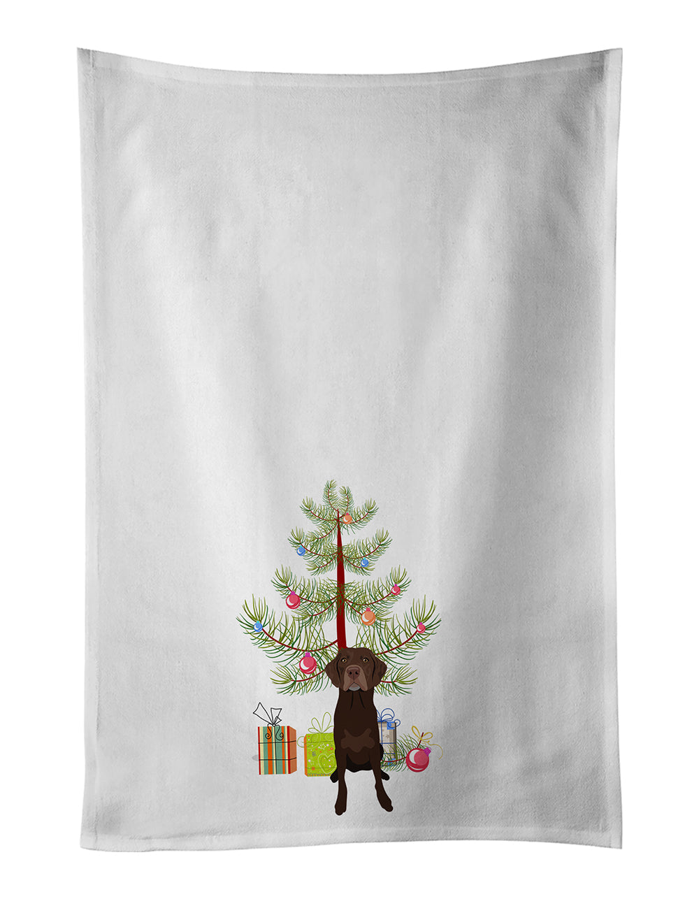 Labrador Retriever Chocolate #2 Christmas Kitchen Towel Set of 2