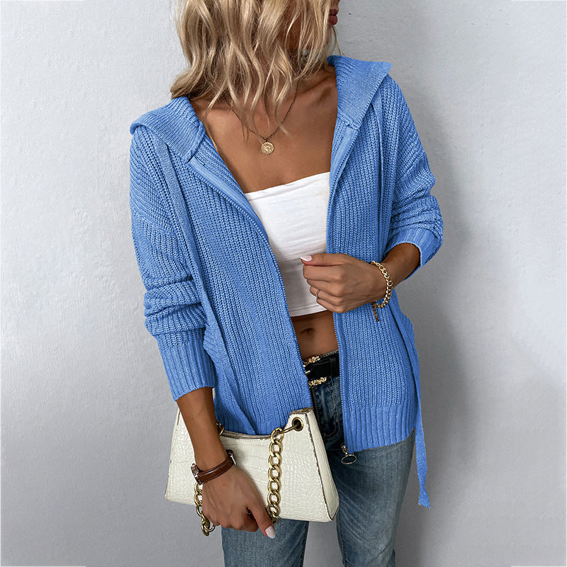 Solid Color Rope Cap Autumn Drizzle Coat (One Piece)