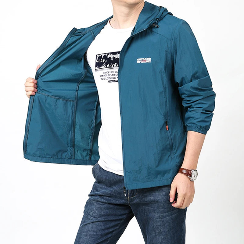 Men's Quick Dry Hooded Sun Protection Jacket for Outdoors