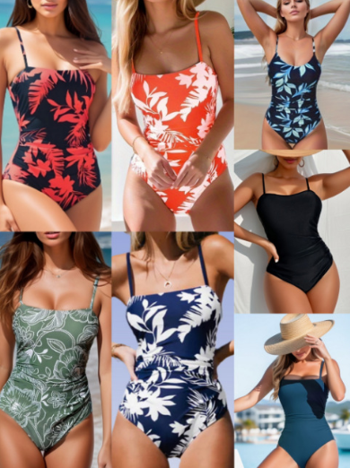 New European and American Sexy Printed One-Piece Swimsuit
