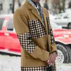 Men's Casual Woolen Splicing Windbreaker Coat