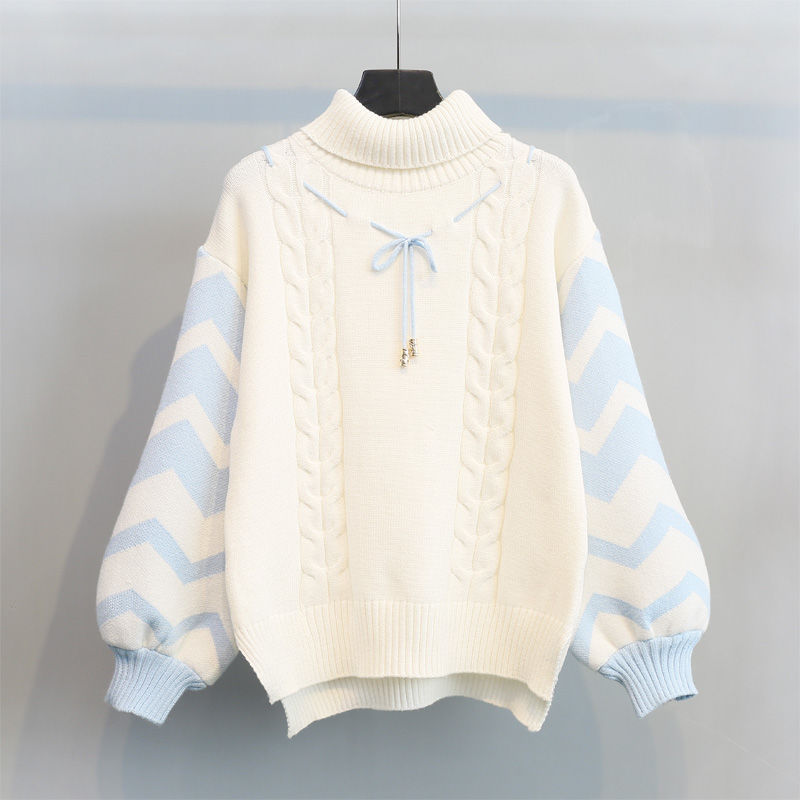 Kawaii Knitwear Sweater with Lantern Sleeves for Women
