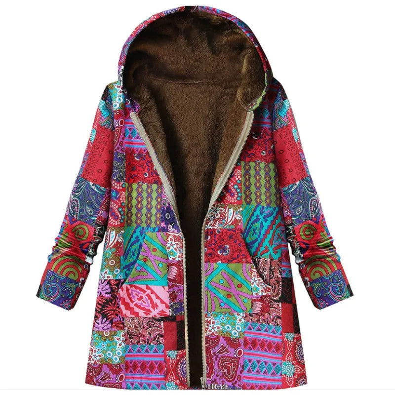 Vintage Women's Cotton and Hemp Hoodie Coat with Pockets | Streetwear