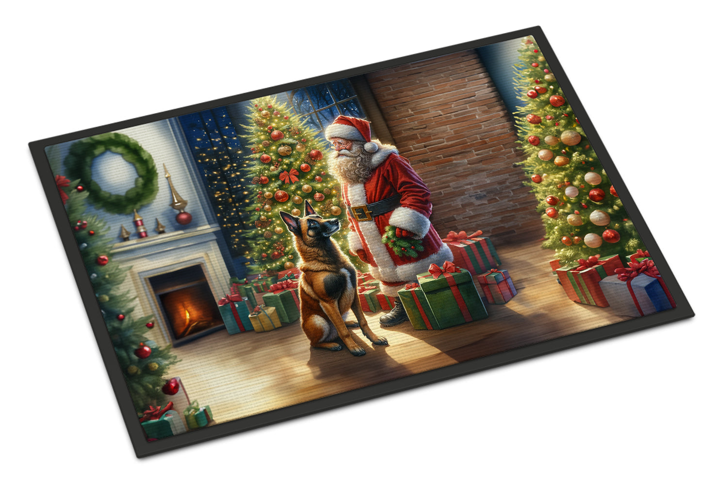 Belgian Malinois and Santa Claus Doormat