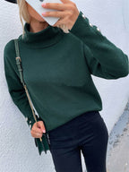 High-Neck Women's Multi-Panel Pullover Sweater | Streetwear