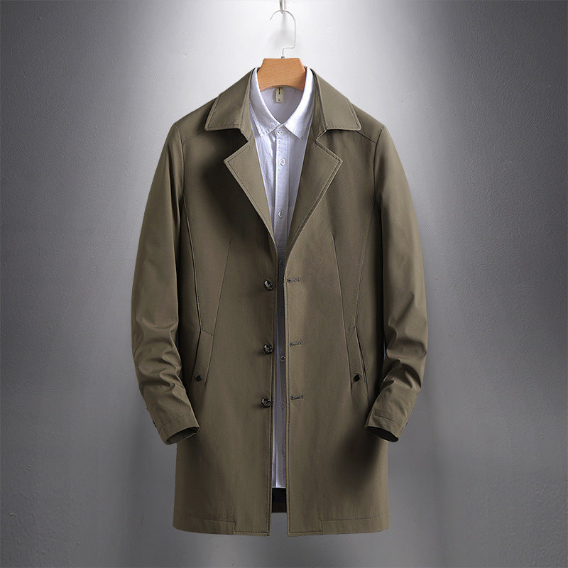 Men's Casual Long Lapel Windbreaker Jacket Coat