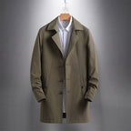 Men's Casual Long Lapel Windbreaker Jacket Coat