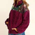2024 Women's Splicing Sweatshirt Coat with Sequins | Streetwear