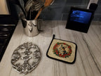 Corgi Christmas Flowers Pair of Pot Holders