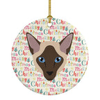 Siamese Modern Cat Christmas Ceramic Ornament