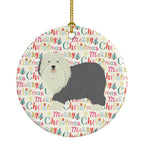 Old English Sheepdog Merry Christmas Ceramic Ornament