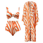 2023 Fashion Striped Print 3-Piece Swimwear Set