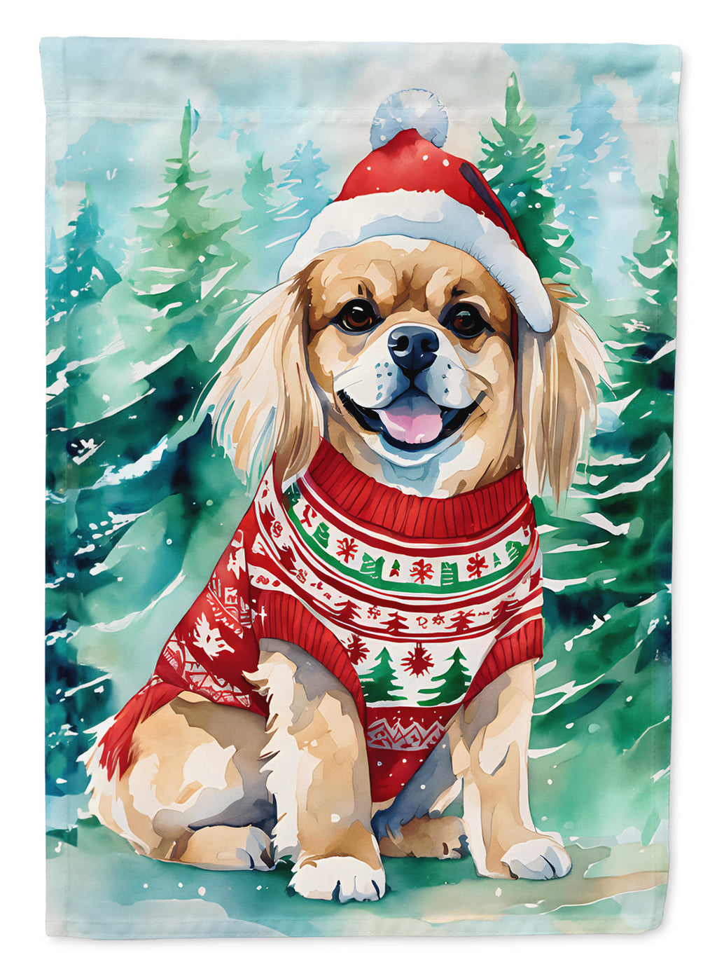 Tibetan Spaniel Christmas House Flag