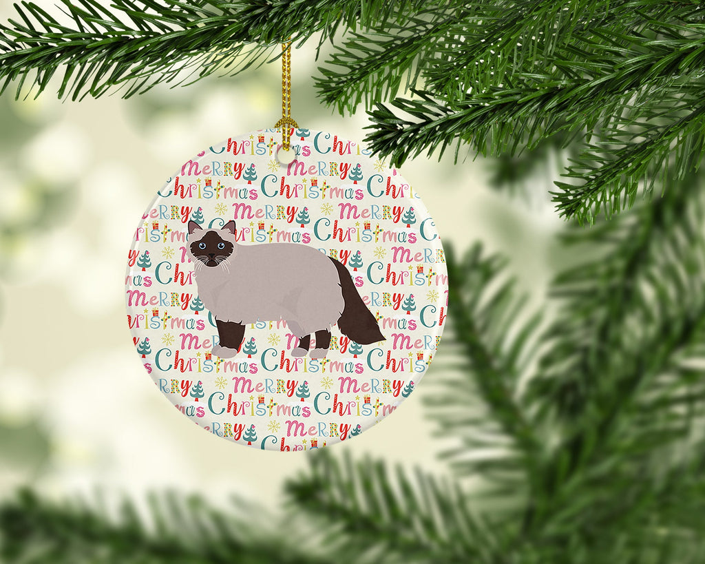 Birman Cat Christmas Ceramic Ornament