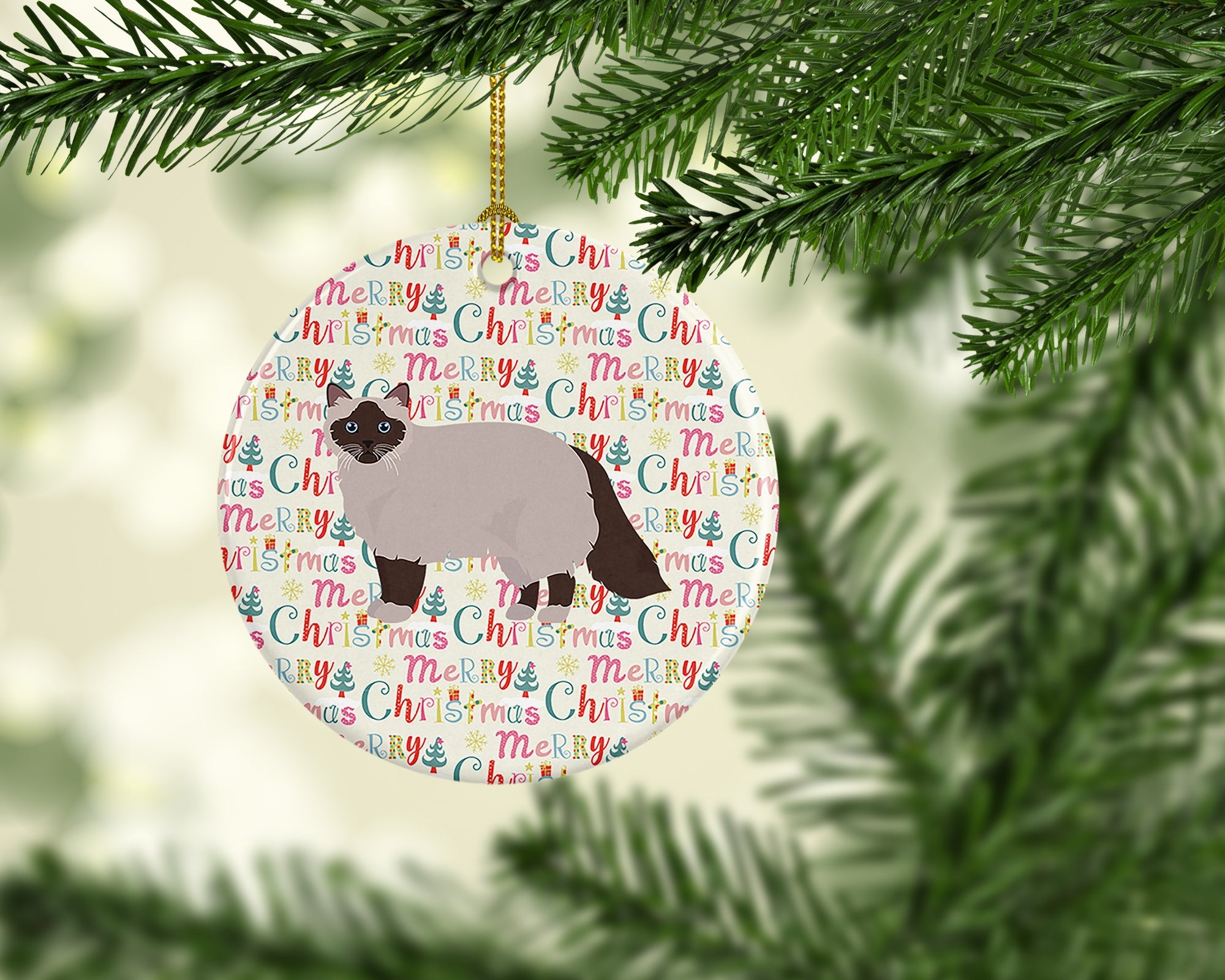 Birman Cat Christmas Ceramic Ornament