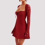 Lace Long Sleeve Corset Dress