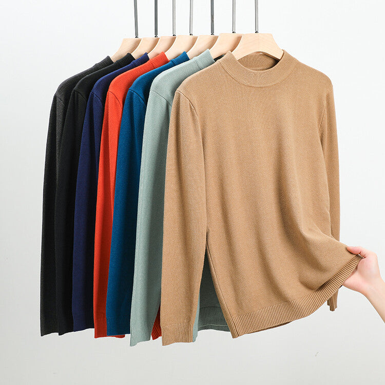 Casual Solid Color Half Turtleneck Thermal Sweater
