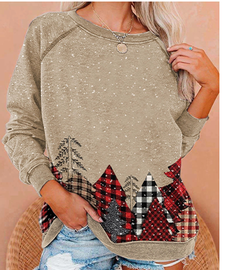 Christmas Snowflake Tree Print Long Sleeve Sweatshirt | Streetwear