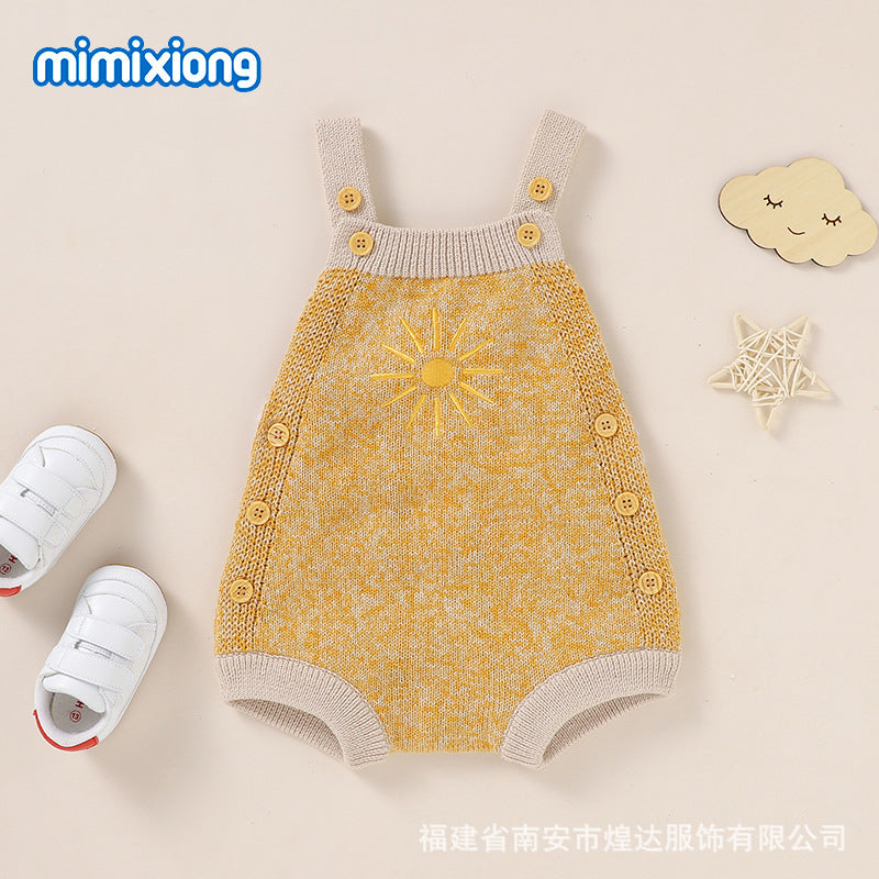 Autumn New Baby Sunflower Embroidery Romper Bodysuit