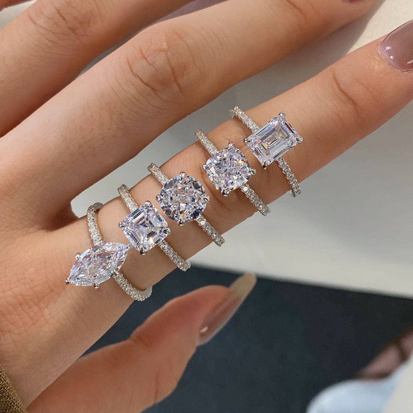 Marquise Cushion Zircon Solitaire Ring