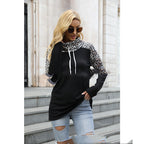 Leopard Contrast High Neck Long Sleeve Sweatshirt | Streetwear