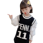 Spring Girl's Western Style Long Knit Sweater Vest