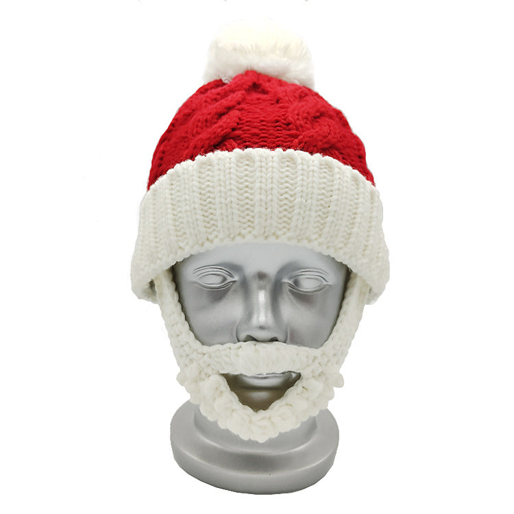 Christmas Red and White Woolen Cap | Embroidered Cap