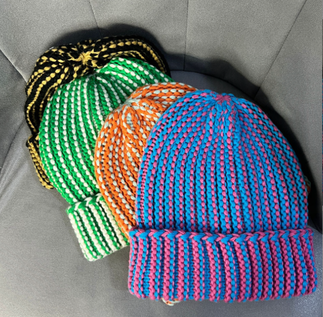 Color Block Wool Hat for Autumn and Winter Ear Protection | Embroidered Cap