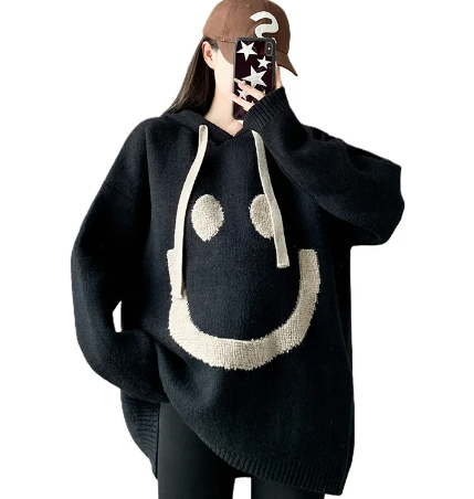 Lazy Style Smiley Hooded Sweater