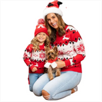 Fashionable Jacquard Parent-Child Sweater for Girls and Moms