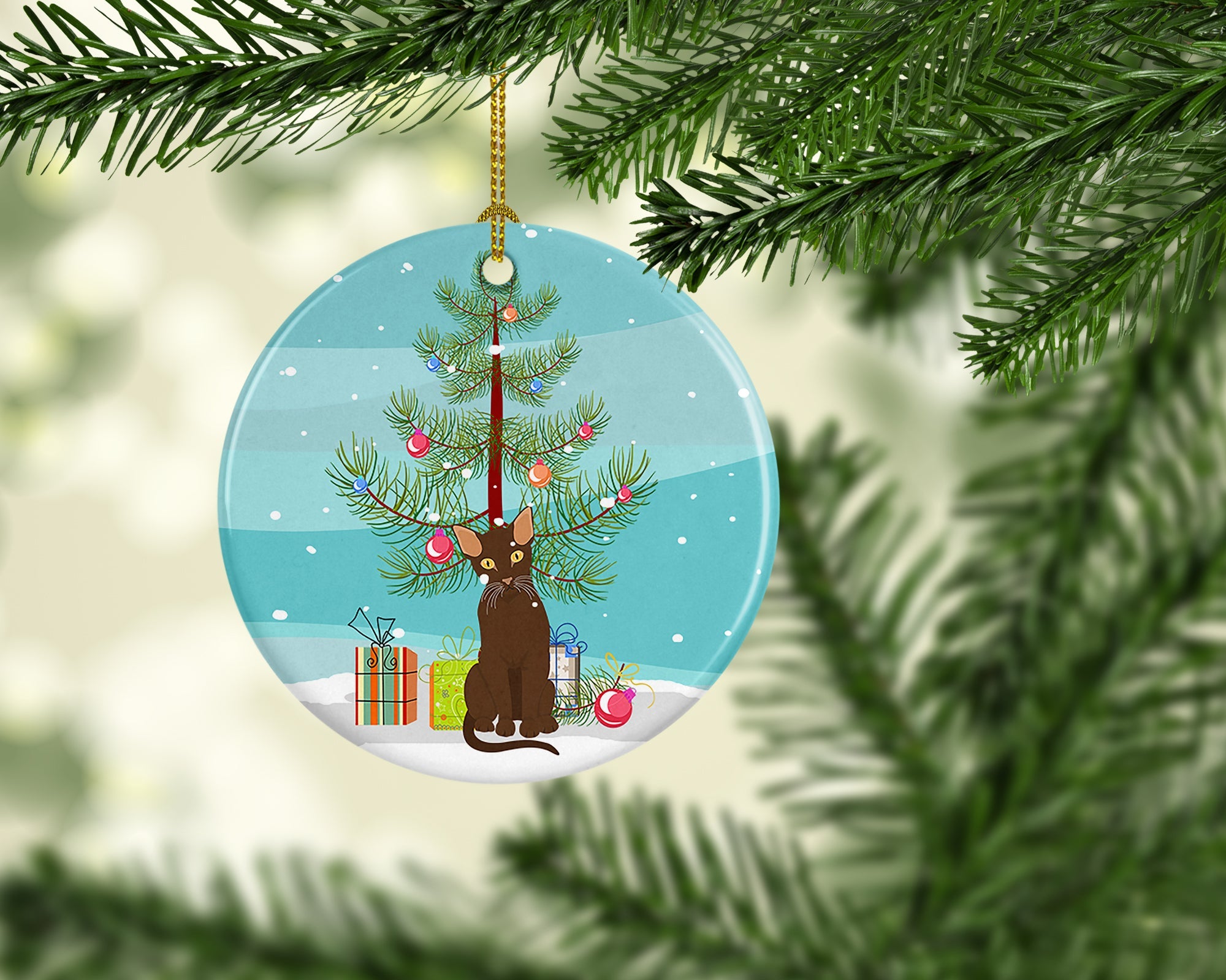 Suphalak Cat Christmas Ceramic Ornament
