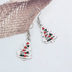 Christmas Tree Shaped Earrings with Red and Clear Crystals