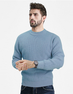 Men's Casual Waffle Knit Round Neck Pullover | Streetwear