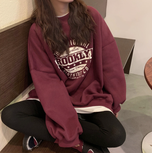 Loose Long-Sleeved Cotton Cashmere Sweater for Women
