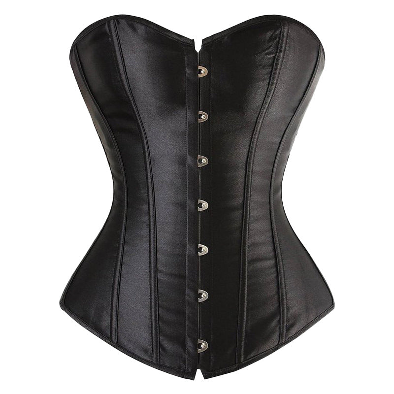 Elegant Satin Overbust Corset in Black White Blue