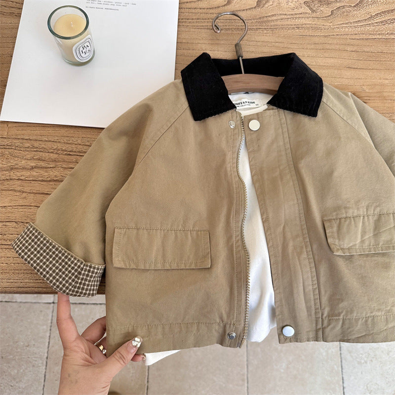 Contrast Color Windbreaker Baby Jacket with Light Board