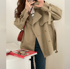 Khaki British Style Short Trench Coat for Women